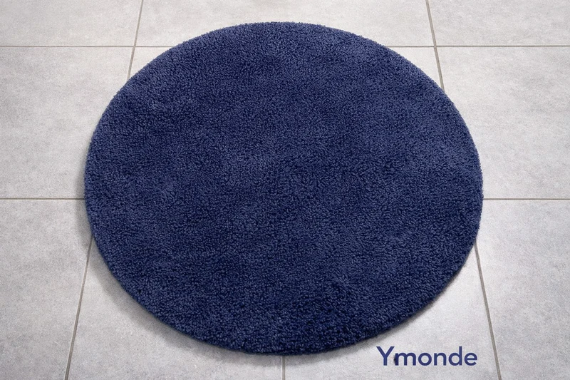 OceanComfort Ronde Badmat Ø60 cm – Marineblauw Antislip & Zacht