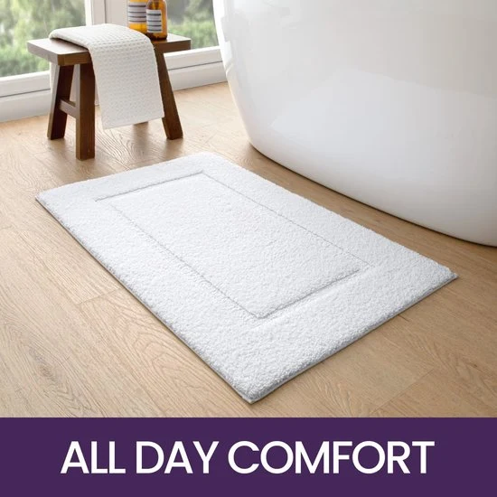 DryNest Badmat 60x110 cm - Witte Antislip Microvezel Badkamertapijt | Ymonde
