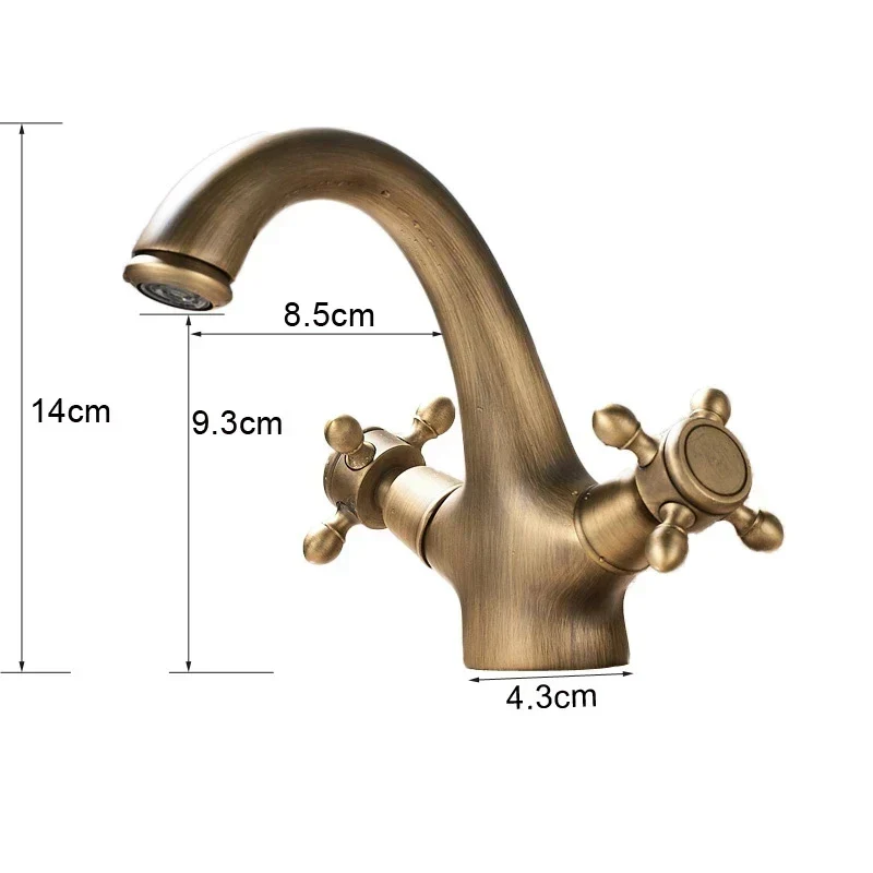 Klassieke Wastafelmengkraan Massief Messing - Geborsteld Goud Design | Ymonde