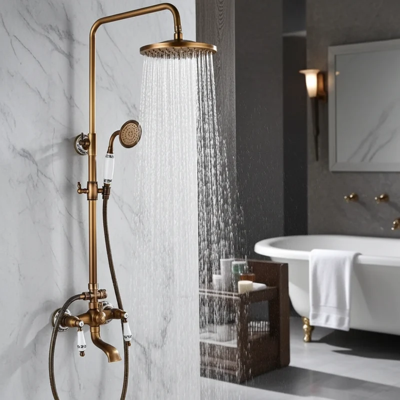 Thermostatische Bronze Regendouche Messing Douchekraan Met Handdouche | Ymonde