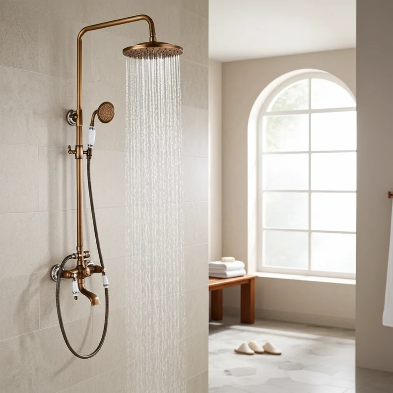 Thermostatische Bronze Regendouche Messing Douchekraan Met Handdouche | Ymonde