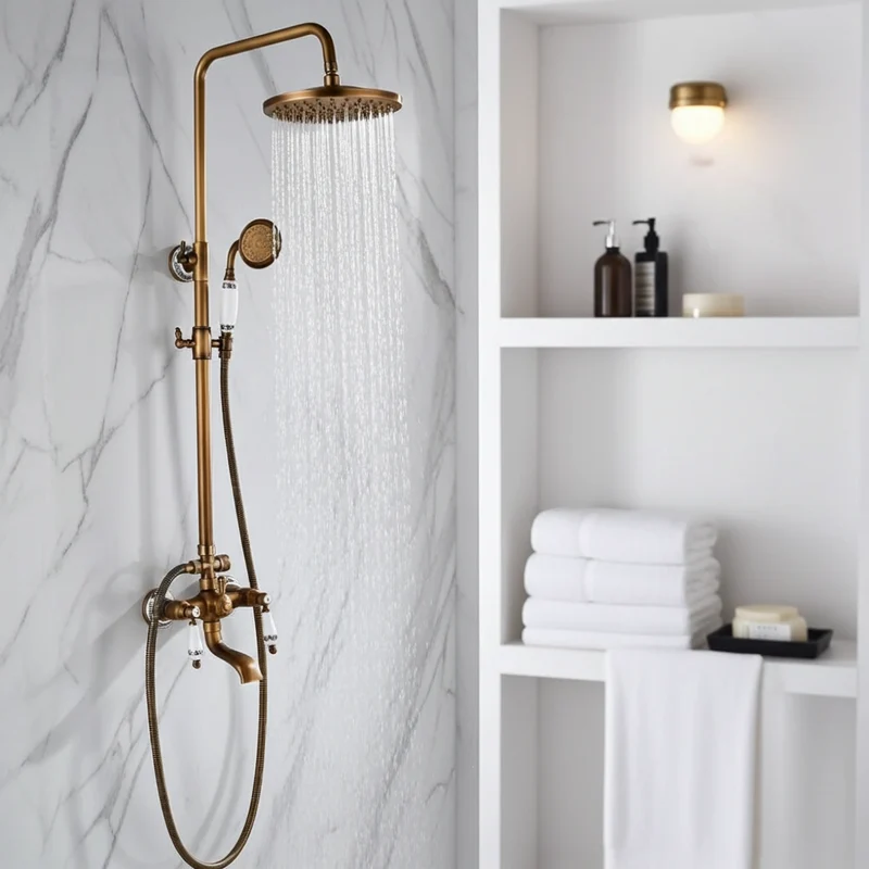 Thermostatische Bronze Regendouche Messing Douchekraan Met Handdouche | Ymonde