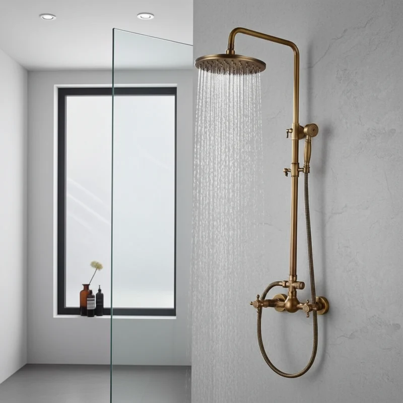 Thermostatische Bronze Regendouche Messing Douchekraan Met Handdouche | Ymonde