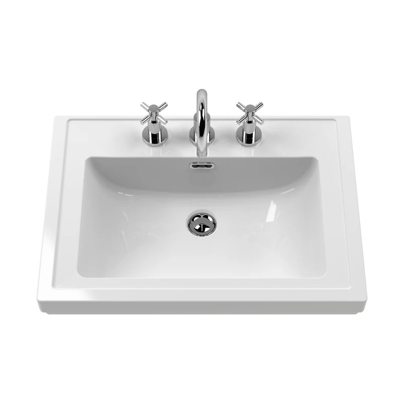 Hudson Reed Bexley 600mm Floor Standing Vanity & Basin 3th Trad Cool Grey Fireclay,MDF Vinyl Smooth Matt 865x630x471mm
