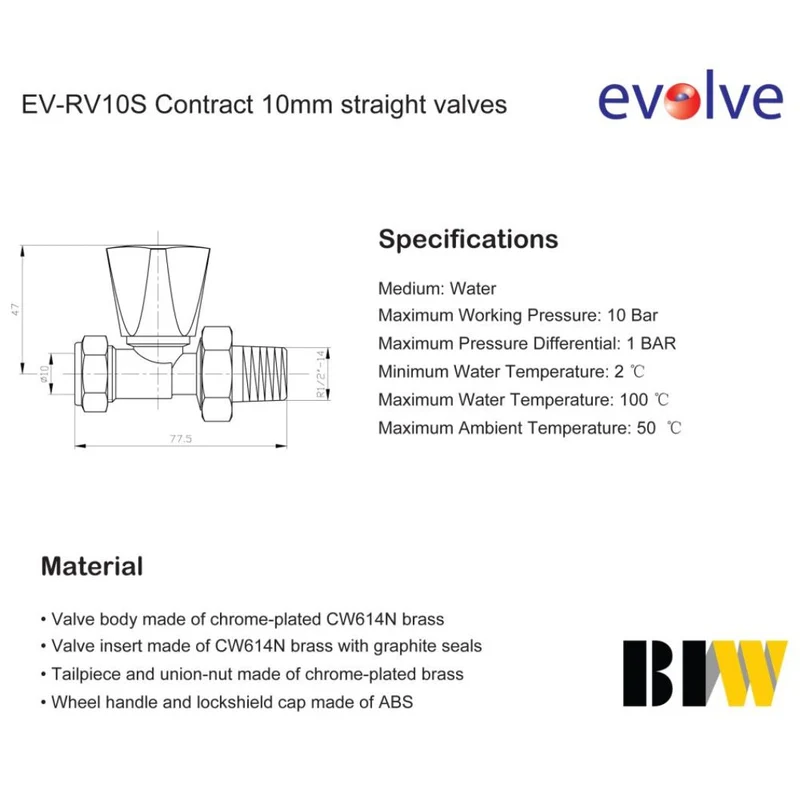 Evolve 10mm Straight Wheel Head Valve