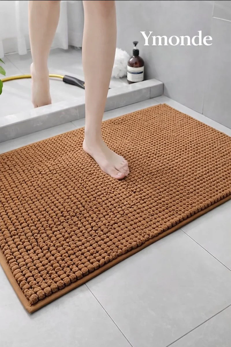 Anti-Slip Badmat 40×60 cm – Bruin Noppenpatroon | Ymonde ©