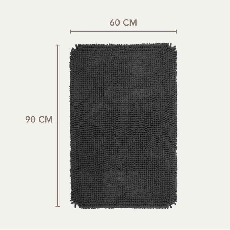 Zwarte Badmat 90×60 cm – Anti-Slip & Absorberend – Badkamermat