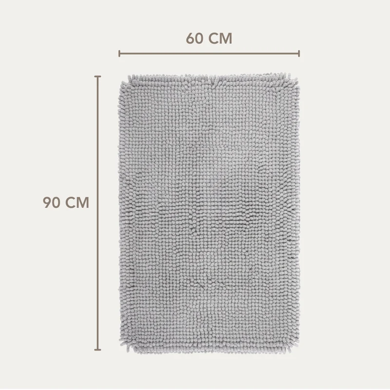 Lichtgrijze Badmat 90×60 cm – Anti-Slip & Absorberend – Comfortabele Badkamermat