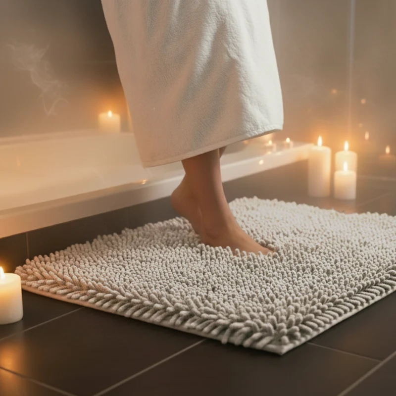 Lichtgrijze Badmat 90×60 cm – Anti-Slip & Absorberend – Comfortabele Badkamermat