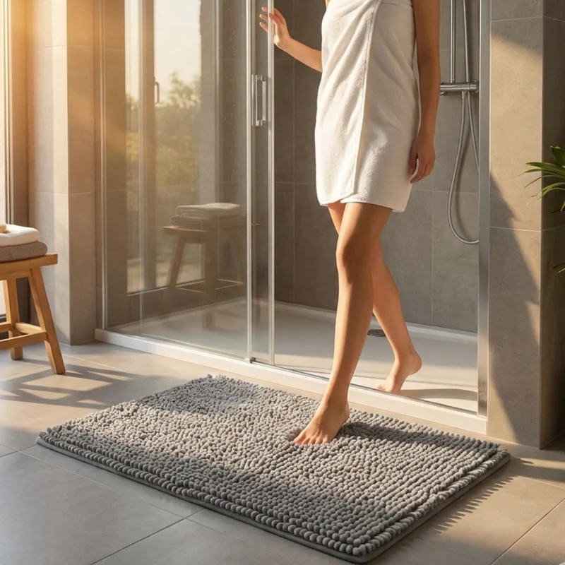 Grijze Badmat – Anti-Slip & Absorberend – Comfortabele Badkamermat 60 x 90 CM