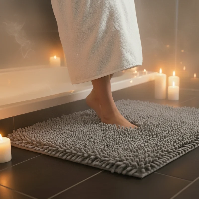 Grijze Badmat – Anti-Slip & Absorberend – Comfortabele Badkamermat 60 x 90 CM