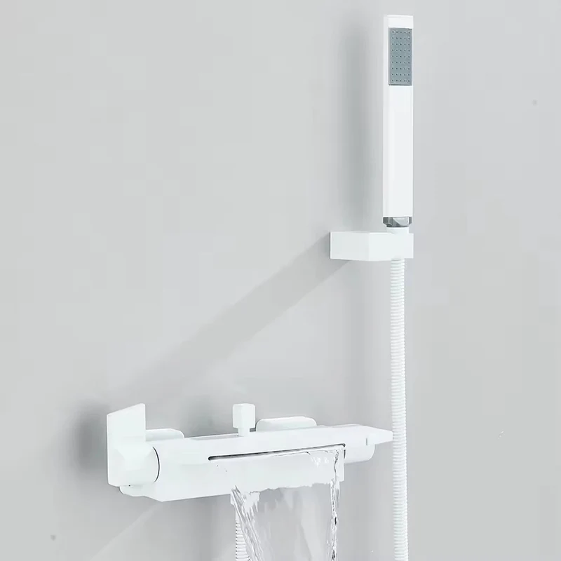 Witte Thermostatische Doucheset – Watervaldouche & Waterbesparende Handdouche
