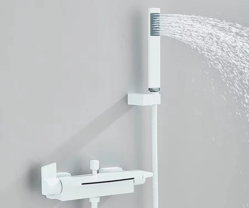 Witte Thermostatische Doucheset – Watervaldouche & Waterbesparende Handdouche