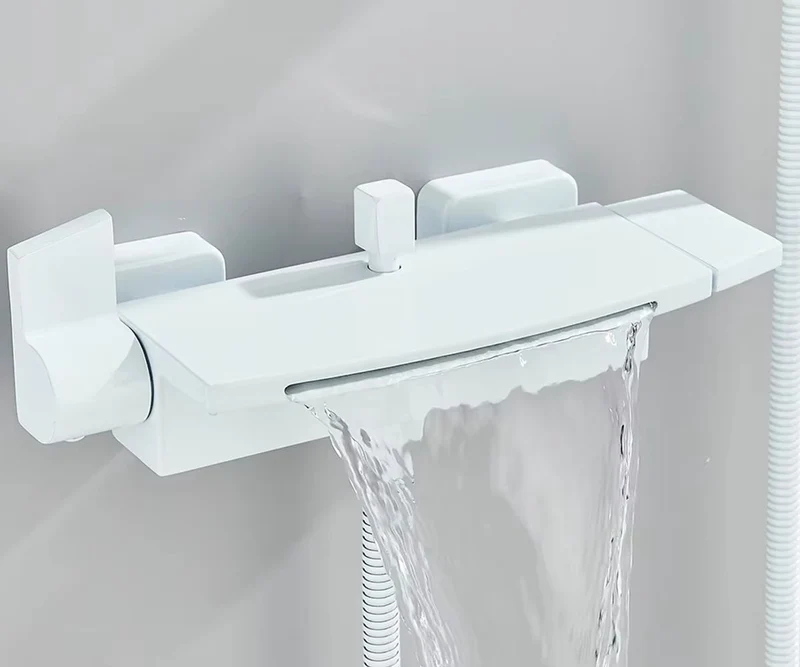 Witte Thermostatische Doucheset – Watervaldouche & Waterbesparende Handdouche