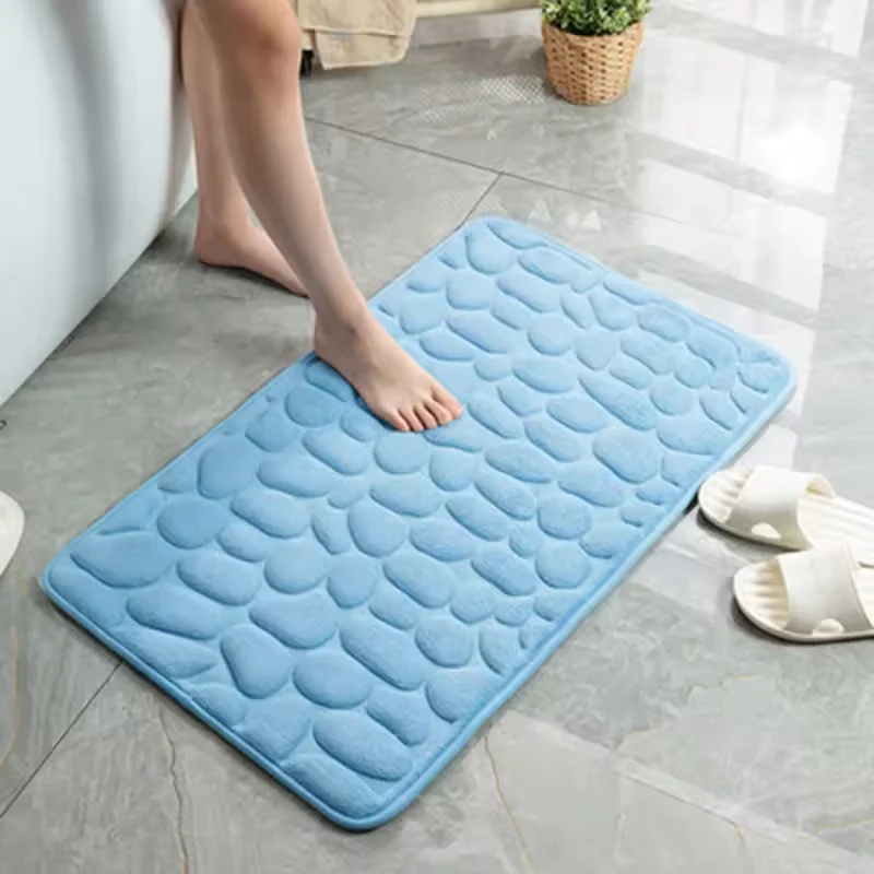 Lichtblauwe Anti-Slip Douche- en Badmat 40 × 60 cm – Veilig & Waterafvoerend