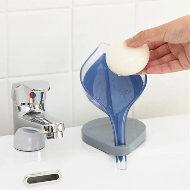 Porte savon transparent avec écoulement