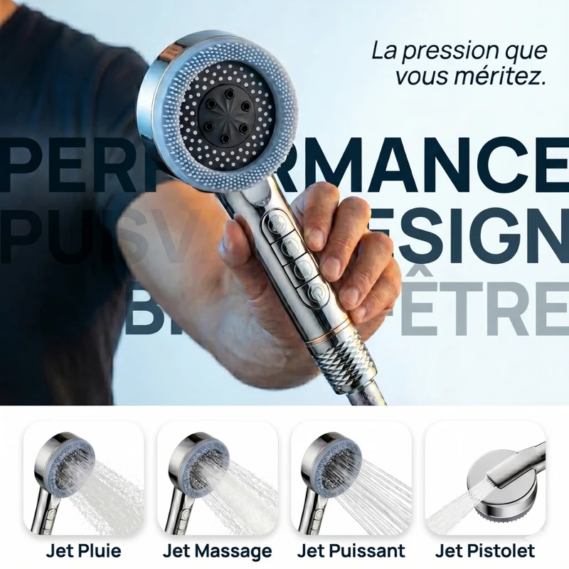 Pommeau de douche économique connecté avec filtre