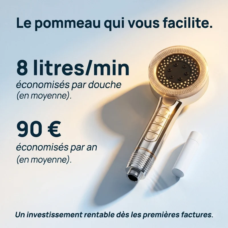 Pommeau de douche économique connecté avec filtre