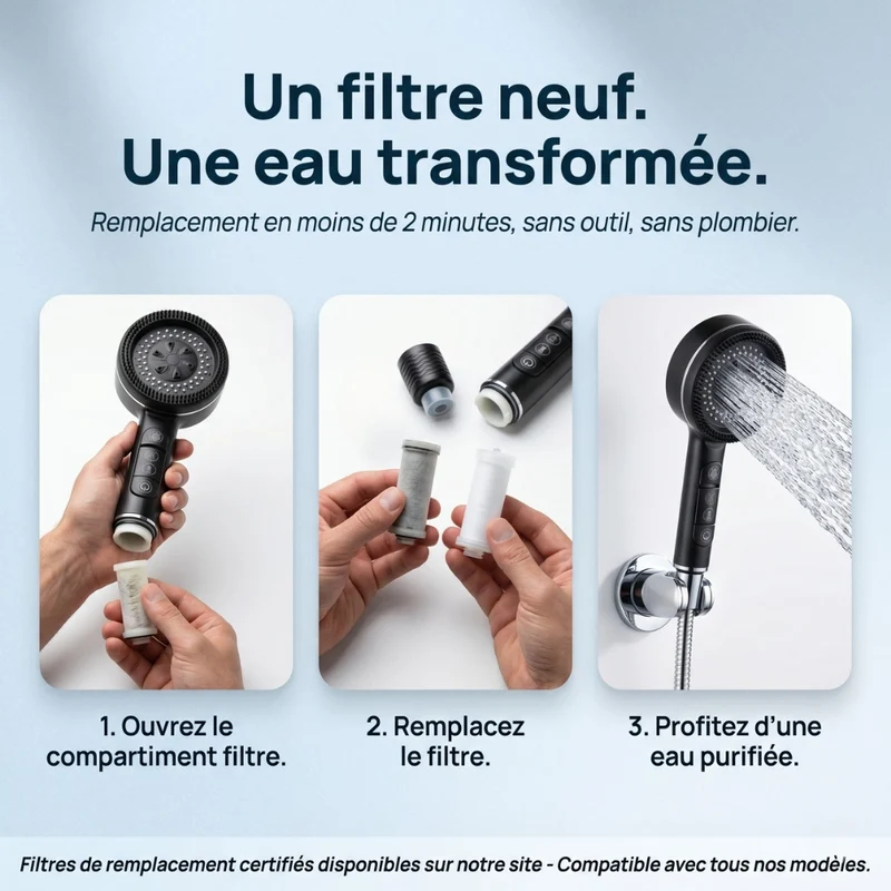 Pommeau de douche économique connecté avec filtre