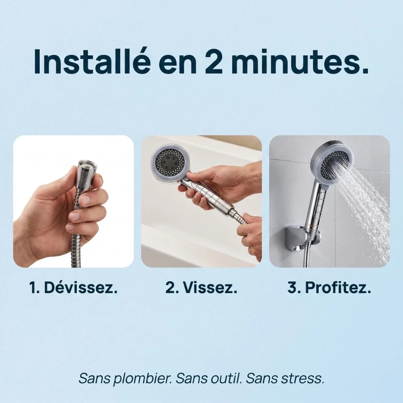 Pommeau de douche économique connecté avec filtre