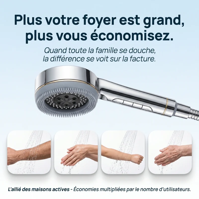 Pommeau de douche économique connecté avec filtre