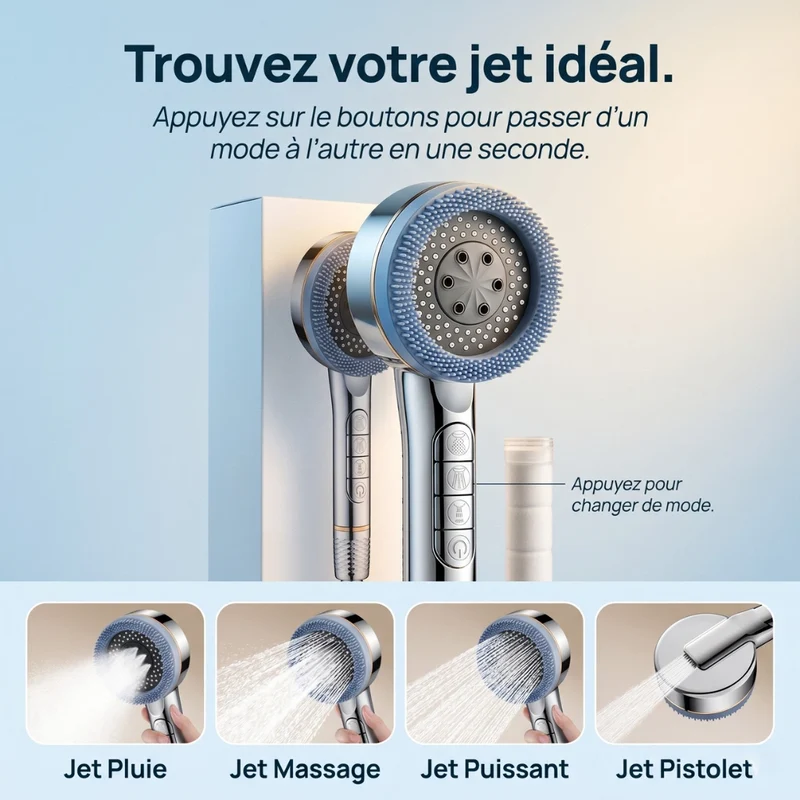 Pommeau de douche économique connecté avec filtre