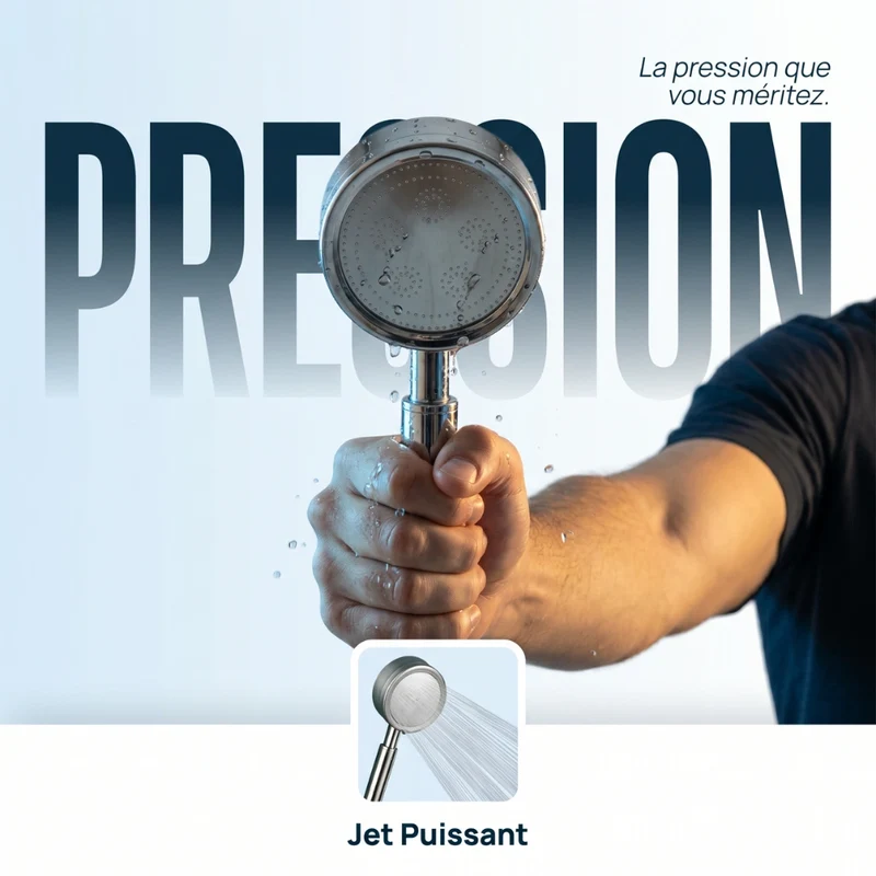 Pommeau de douche haute pression en acier inoxydable