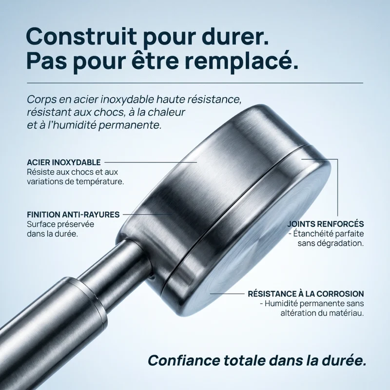 Pommeau de douche haute pression en acier inoxydable