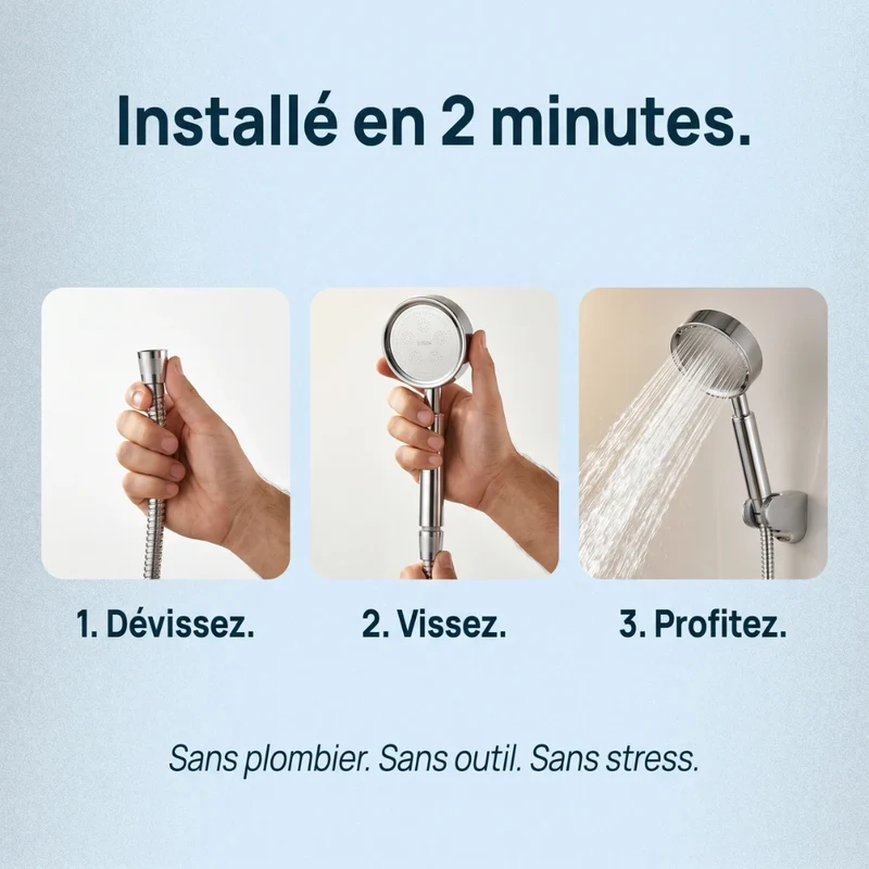 Pommeau de douche haute pression en acier inoxydable