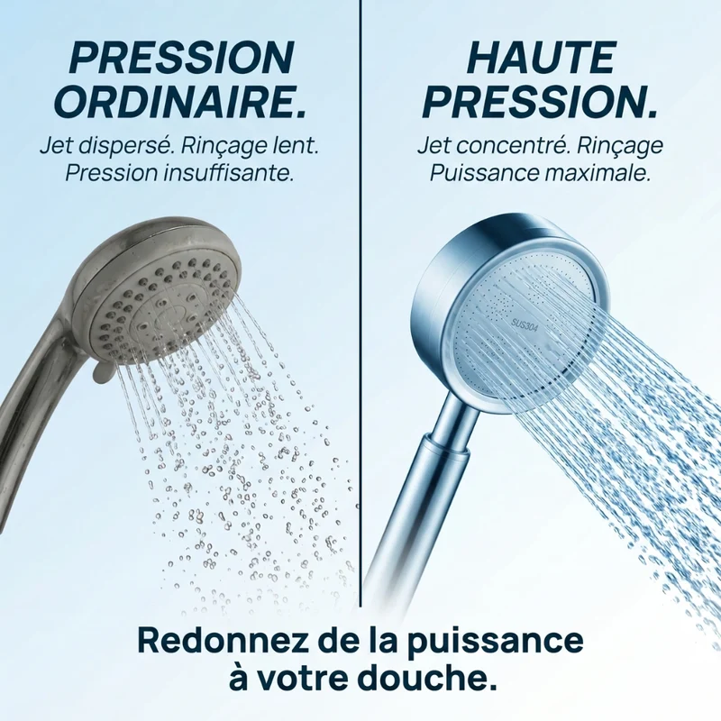 Pommeau de douche haute pression en acier inoxydable