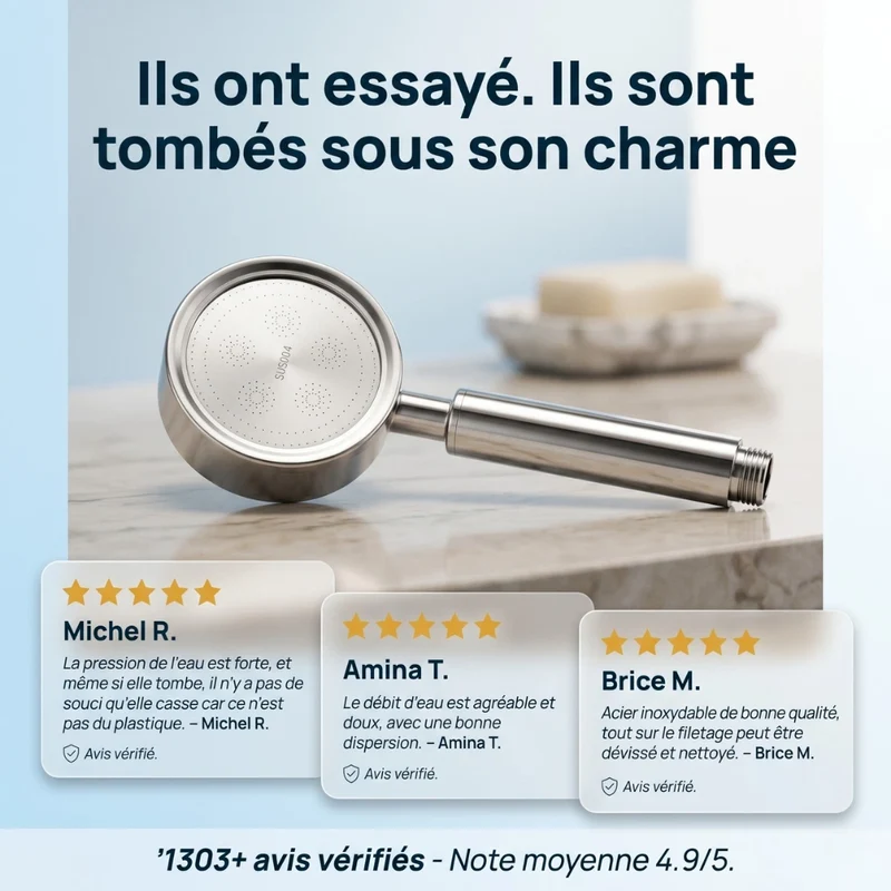Pommeau de douche haute pression en acier inoxydable