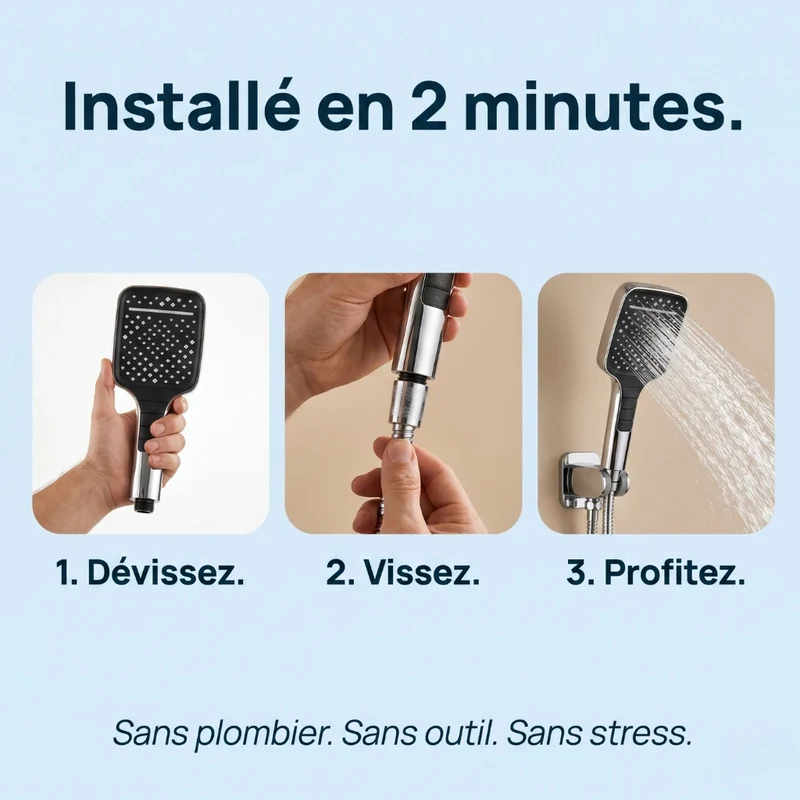 Pommeau de douche haute pression 3 en 1
