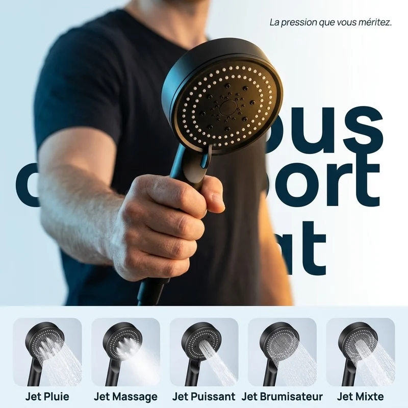 Pommeau de douche noir design