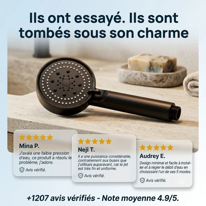 Pommeau de douche noir design