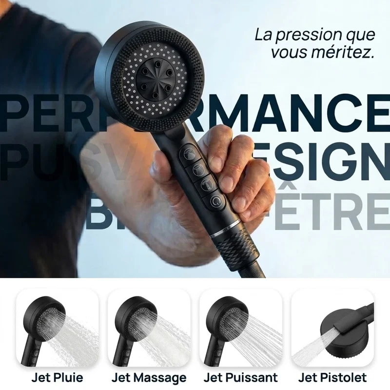 Pommeau de douche intelligent noir