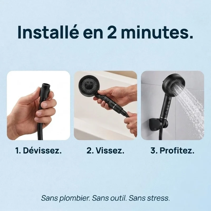 Pommeau de douche intelligent noir