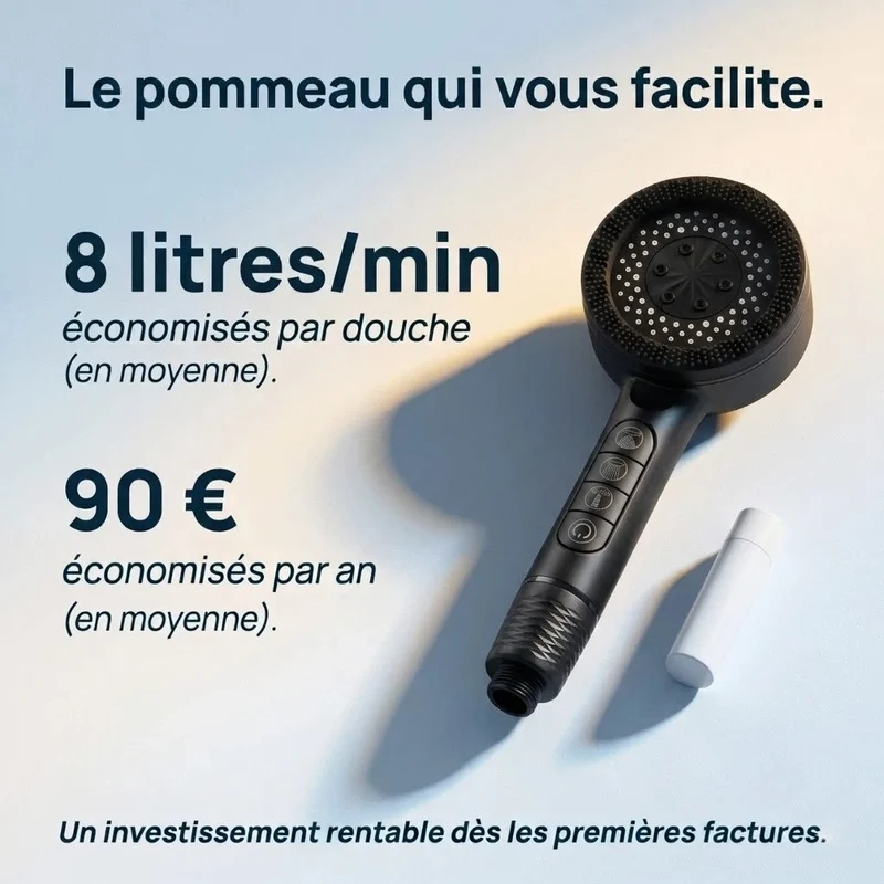 Pommeau de douche intelligent noir