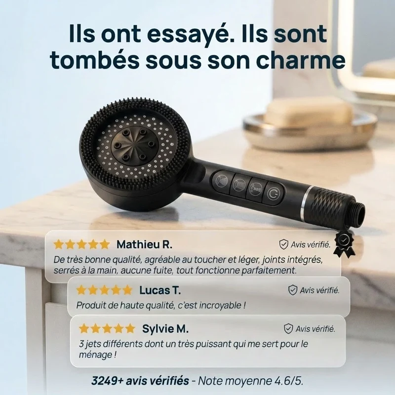 Pommeau de douche intelligent noir