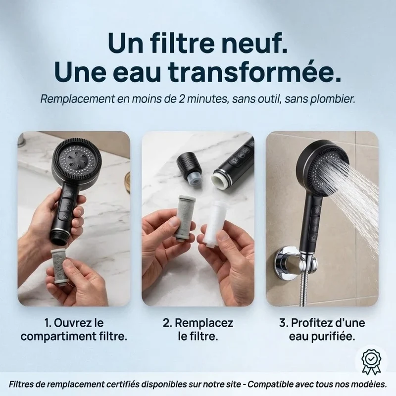 Pommeau de douche intelligent noir