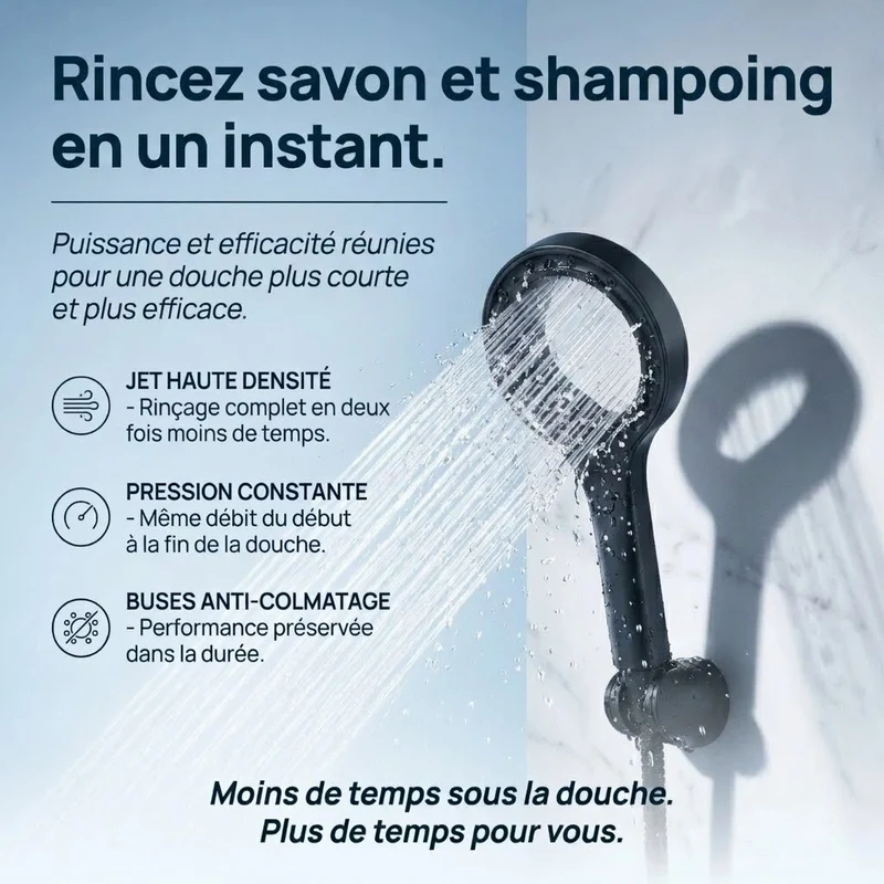 Pommeau de douche noir pressurisé