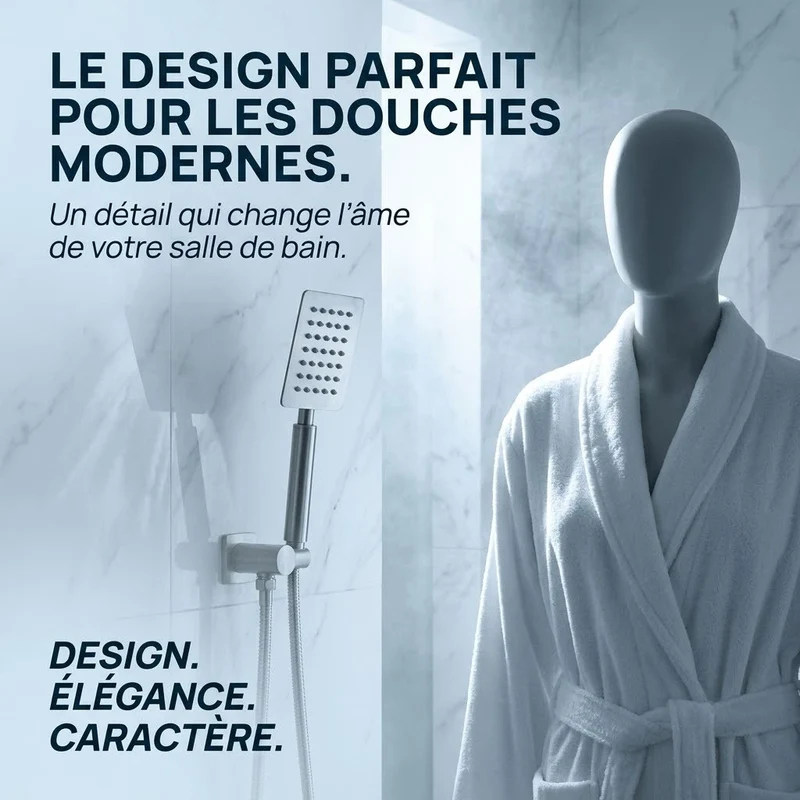Pommeau de douche carré en acier inoxydable