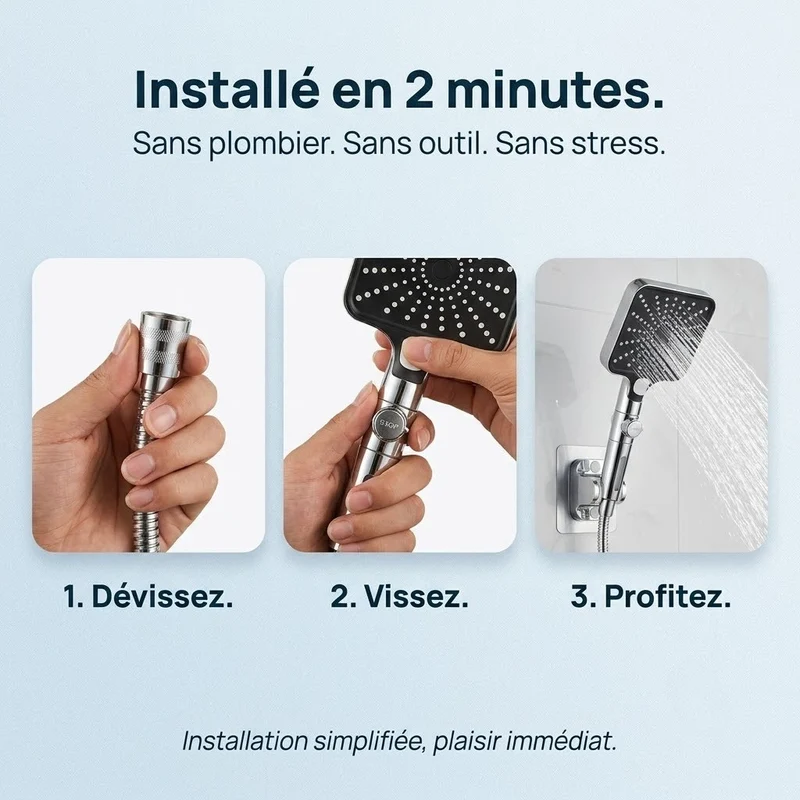 Pommeau de douche carré stop eau