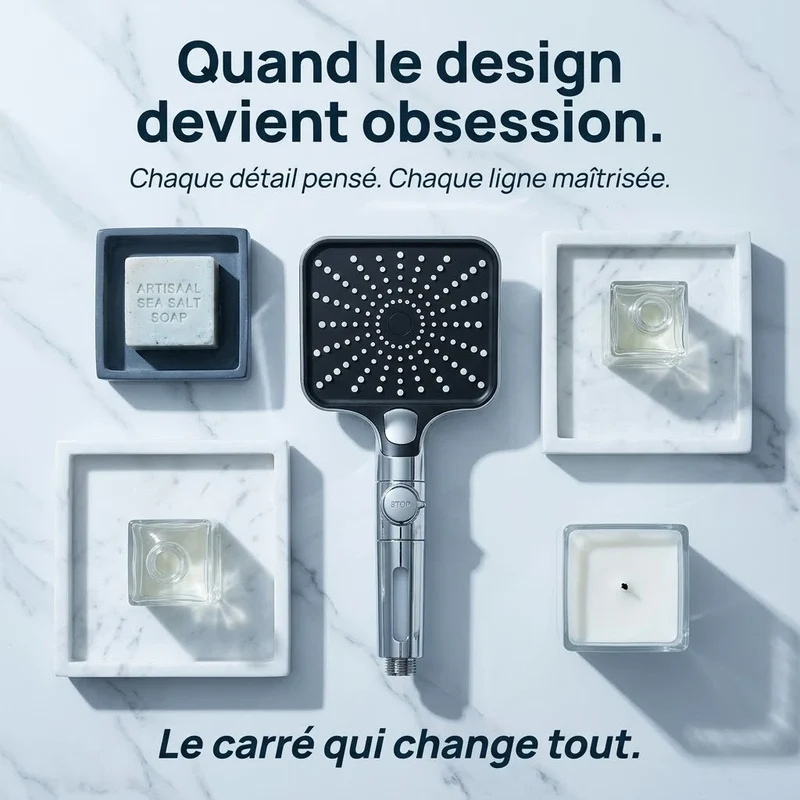 Pommeau de douche carré stop eau