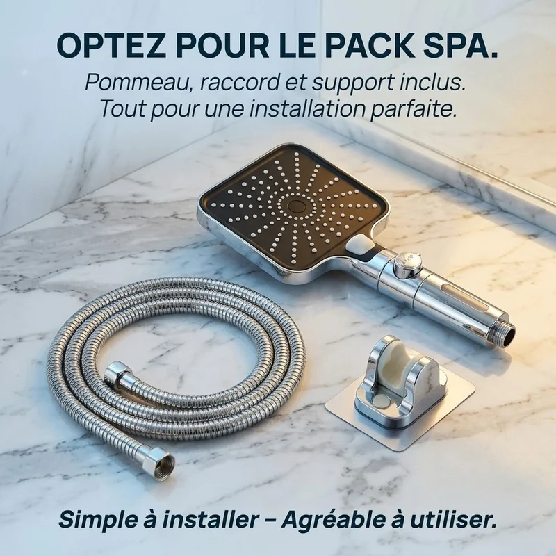 Pommeau de douche carré stop eau