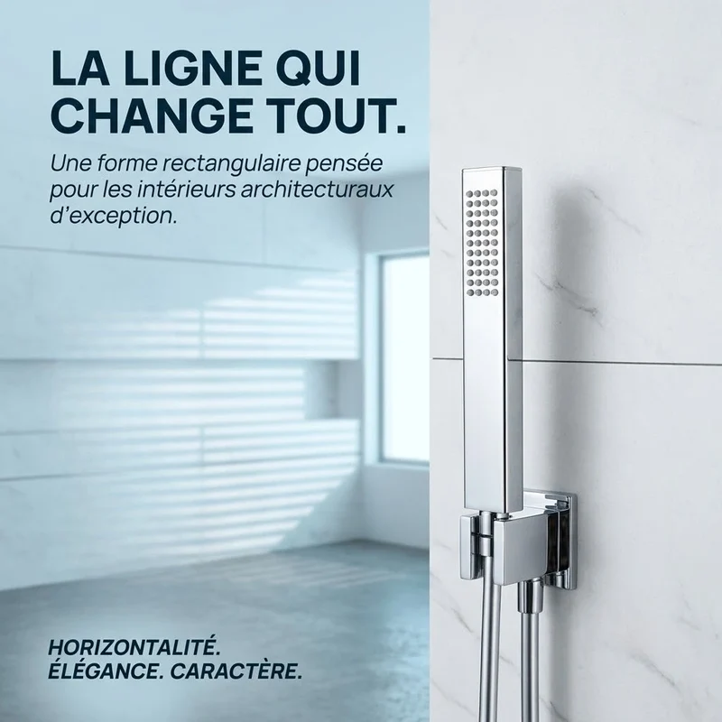 Pommeau de douche rectangulaire chromé