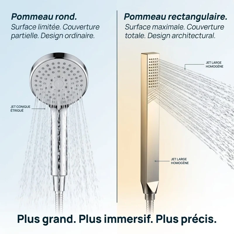 Pommeau de douche rectangulaire modern