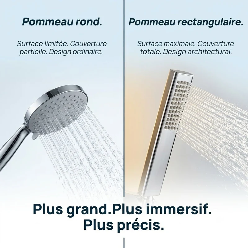 Pommeau de douche rectangulaire à buses