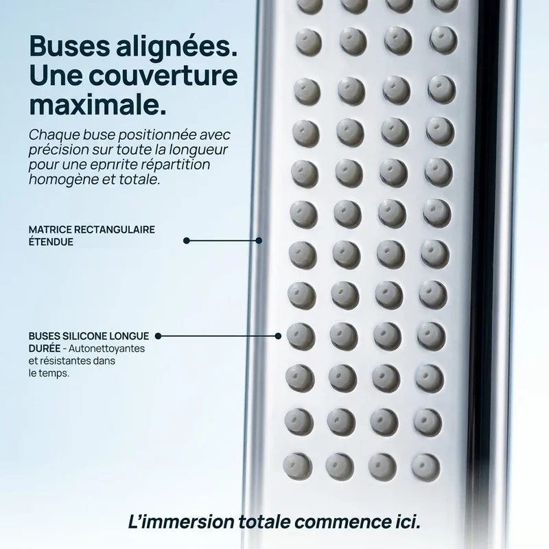 Pommeau de douche rectangulaire à buses