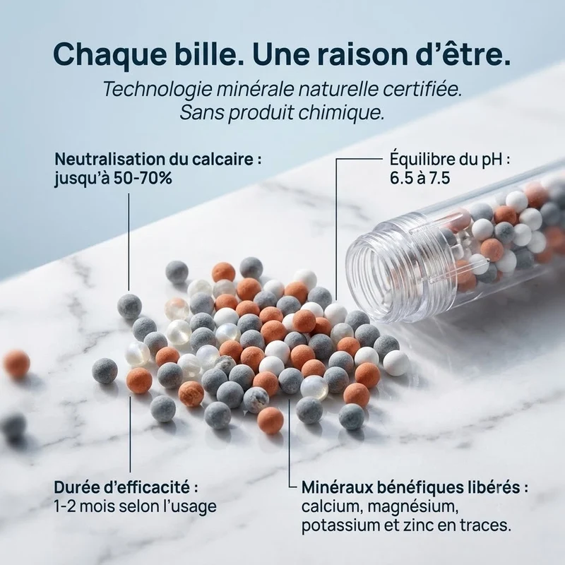 Pommeau de douche à billes stop eau