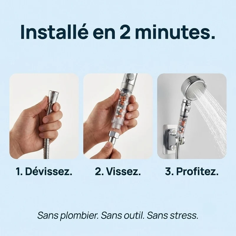 Pommeau de douche à billes stop eau